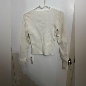 Reformation Elegant Cream Ribbed Knit Top